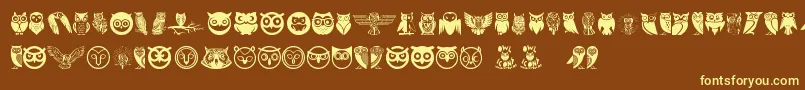 Owl-Schriftart – Gelbe Schriften auf braunem Hintergrund