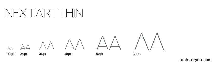 NextArtThin Font Sizes