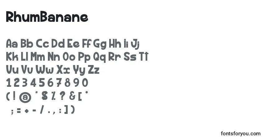 Schriftart RhumBanane – Alphabet, Zahlen, spezielle Symbole