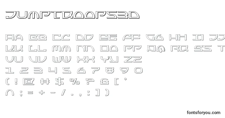 Jumptroops3D Font – alphabet, numbers, special characters
