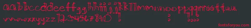 フォントKkdtchlg – 黒い背景に赤い文字