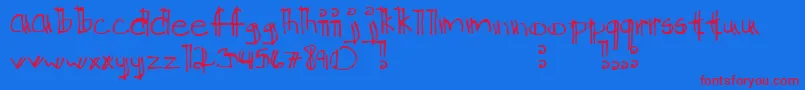 Kkdtchlg Font – Red Fonts on Blue Background