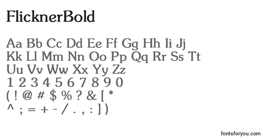 Schriftart FlicknerBold – Alphabet, Zahlen, spezielle Symbole