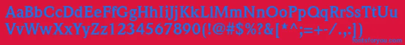 ItcWeidemannLtBold-Schriftart – Blaue Schriften auf rotem Hintergrund
