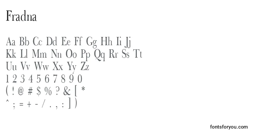 Schriftart Fradna – Alphabet, Zahlen, spezielle Symbole