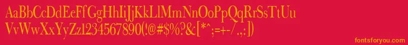 フォントFradna – 赤い背景にオレンジの文字