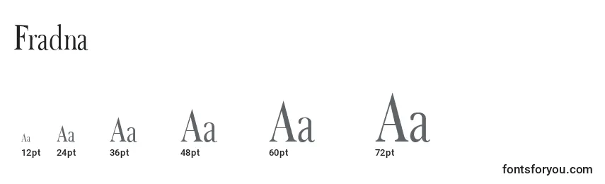 Размеры шрифта Fradna