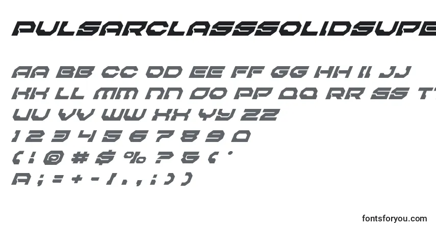 Czcionka Pulsarclasssolidsuperital – alfabet, cyfry, specjalne znaki