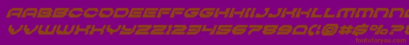 Pulsarclasssolidsuperital-Schriftart – Braune Schriften auf violettem Hintergrund