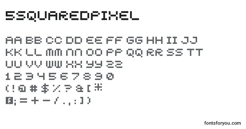 Czcionka 5squaredPixel – alfabet, cyfry, specjalne znaki