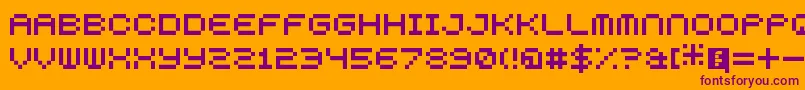 5squaredPixel-Schriftart – Violette Schriften auf orangefarbenem Hintergrund