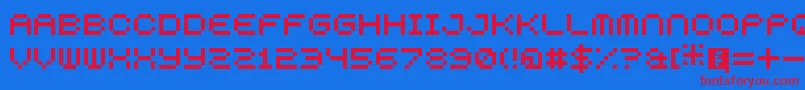 5squaredPixel Font – Red Fonts on Blue Background