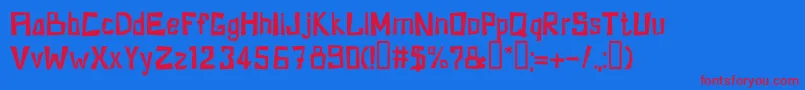 KzkirpichRegular Font – Red Fonts on Blue Background