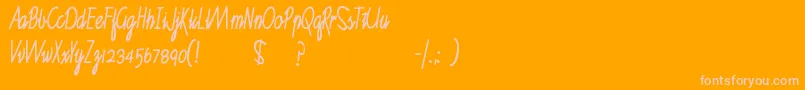 Ruthscr-Schriftart – Rosa Schriften auf orangefarbenem Hintergrund