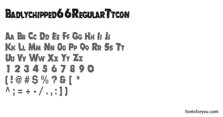 Шрифт Badlychipped66RegularTtcon – алфавит, цифры, специальные символы