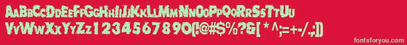 Badlychipped66RegularTtcon Font – Green Fonts on Red Background