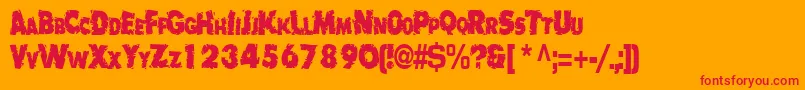 Badlychipped66RegularTtcon-Schriftart – Rote Schriften auf orangefarbenem Hintergrund