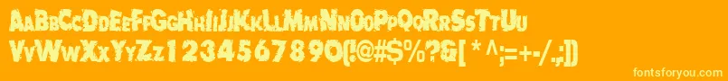 Badlychipped66RegularTtcon-Schriftart – Gelbe Schriften auf orangefarbenem Hintergrund