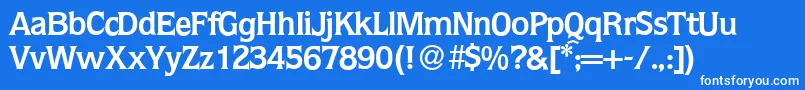 Q853FlareBold-Schriftart – Weiße Schriften auf blauem Hintergrund