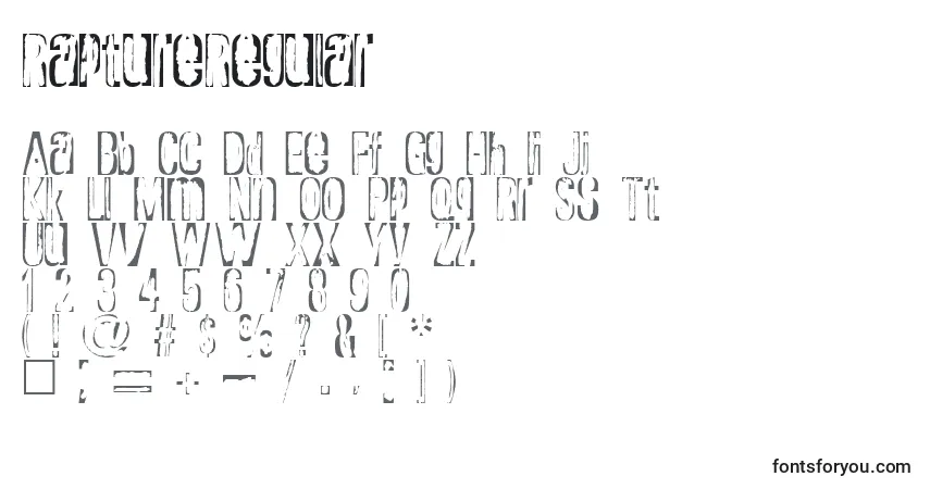 Шрифт RaptureRegular – алфавит, цифры, специальные символы