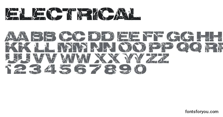 Schriftart Electrical – Alphabet, Zahlen, spezielle Symbole