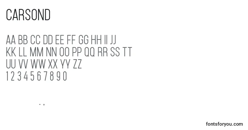 Czcionka CarsonD – alfabet, cyfry, specjalne znaki