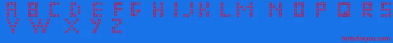 Pixelchunker-Schriftart – Rote Schriften auf blauem Hintergrund
