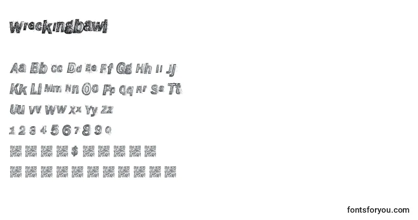 Schriftart Wreckingbawl – Alphabet, Zahlen, spezielle Symbole