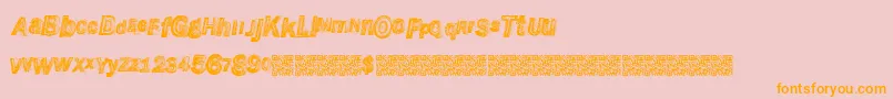 Wreckingbawl-Schriftart – Orangefarbene Schriften auf rosa Hintergrund