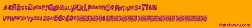 Wreckingbawl-Schriftart – Violette Schriften auf orangefarbenem Hintergrund