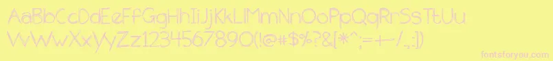 BmdTheUnseen-fontti – vaaleanpunaiset fontit keltaisella taustalla