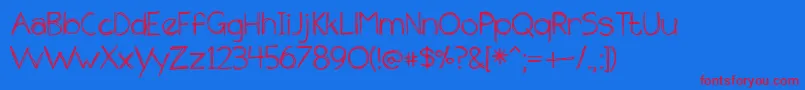 BmdTheUnseen-fontti – punaiset fontit sinisellä taustalla