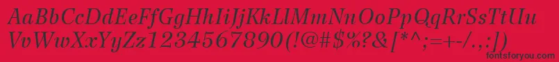 フォントWilkeLt56Italic – 赤い背景に黒い文字