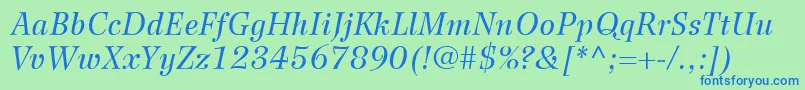 WilkeLt56Italic Font – Blue Fonts on Green Background