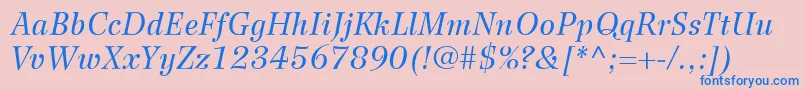Police WilkeLt56Italic – polices bleues sur fond rose