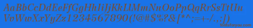 WilkeLt56Italic-fontti – ruskeat fontit sinisellä taustalla