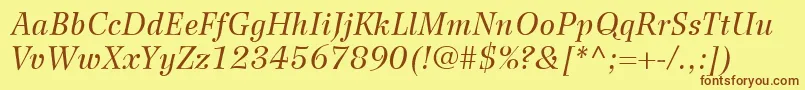 WilkeLt56Italic Font – Brown Fonts on Yellow Background