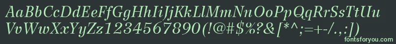 WilkeLt56Italic Font – Green Fonts on Black Background