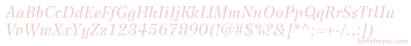 Fonte WilkeLt56Italic – fontes rosa em um fundo branco