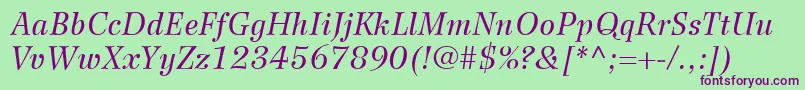 WilkeLt56Italic Font – Purple Fonts on Green Background