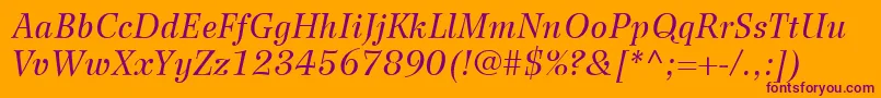 フォントWilkeLt56Italic – オレンジの背景に紫のフォント