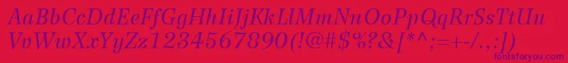 WilkeLt56Italic Font – Purple Fonts on Red Background