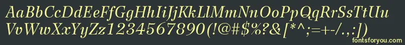 フォントWilkeLt56Italic – 黒い背景に黄色の文字