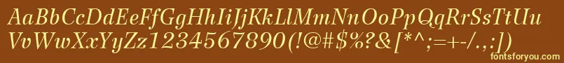 WilkeLt56Italic Font – Yellow Fonts on Brown Background