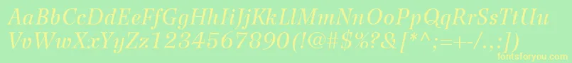 WilkeLt56Italic Font – Yellow Fonts on Green Background