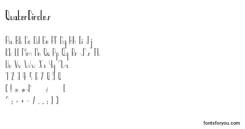 Czcionka QuaterCircles – alfabet, cyfry, specjalne znaki