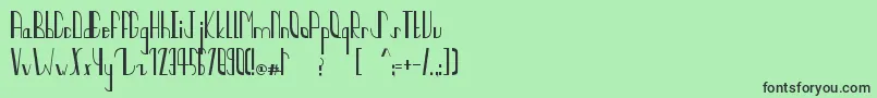 フォントQuaterCircles – 緑の背景に黒い文字