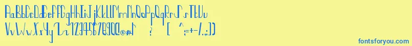 フォントQuaterCircles – 青い文字が黄色の背景にあります。