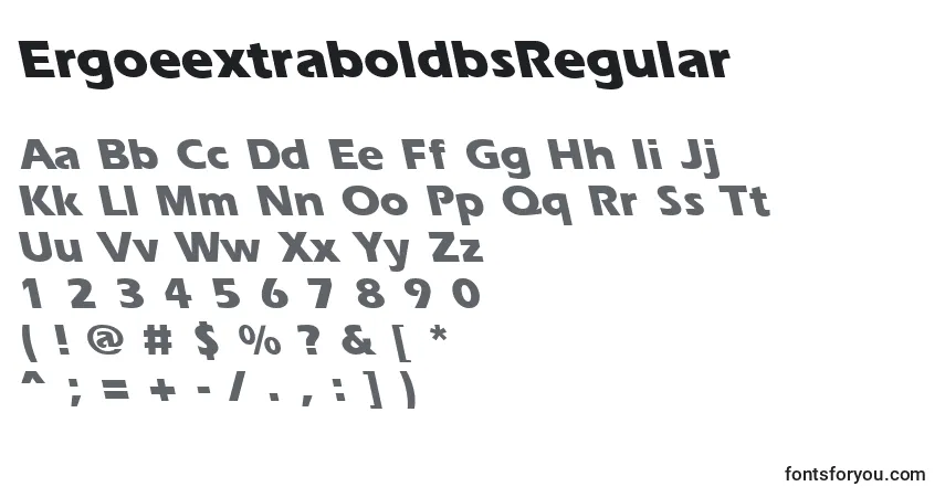 A fonte ErgoeextraboldbsRegular – alfabeto, números, caracteres especiais