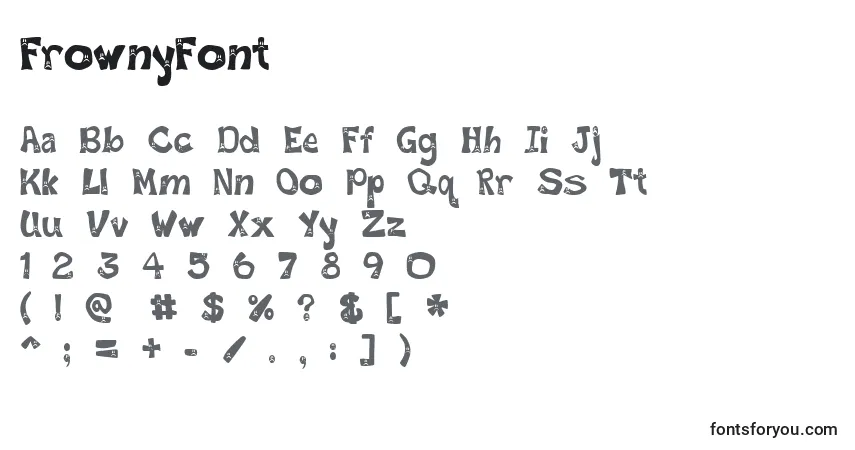 A fonte FrownyFont – alfabeto, números, caracteres especiais